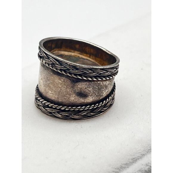 Sterling Silver Wide Ring Cigar Band Size 7 - Picture 4 of 4